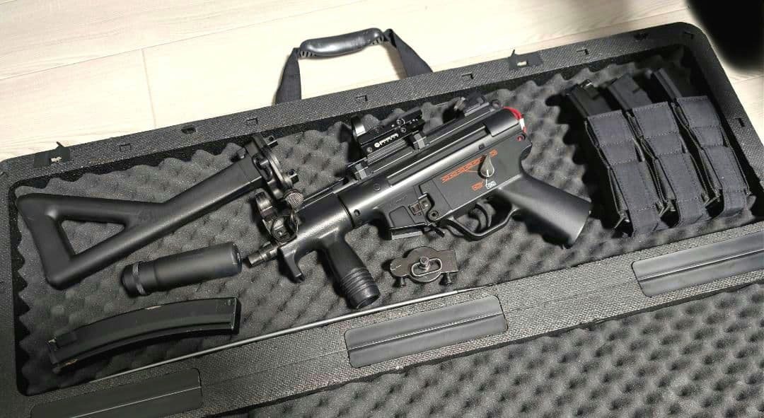 東京マルイMP5K、カスタム品、MOSFET、LiPo対応、実射可、付属品多数