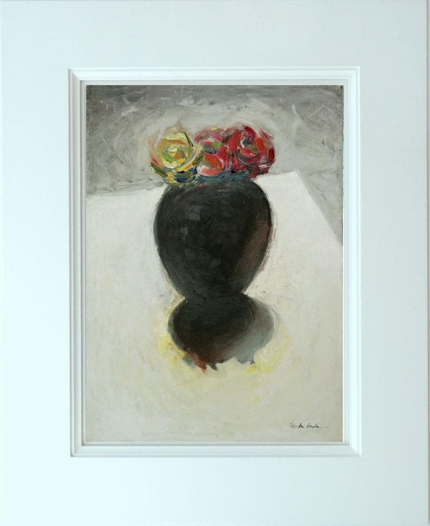 油絵 菅家令子 絵 絵画 インテリア 額付(黒) uF6-071002 ばら 花