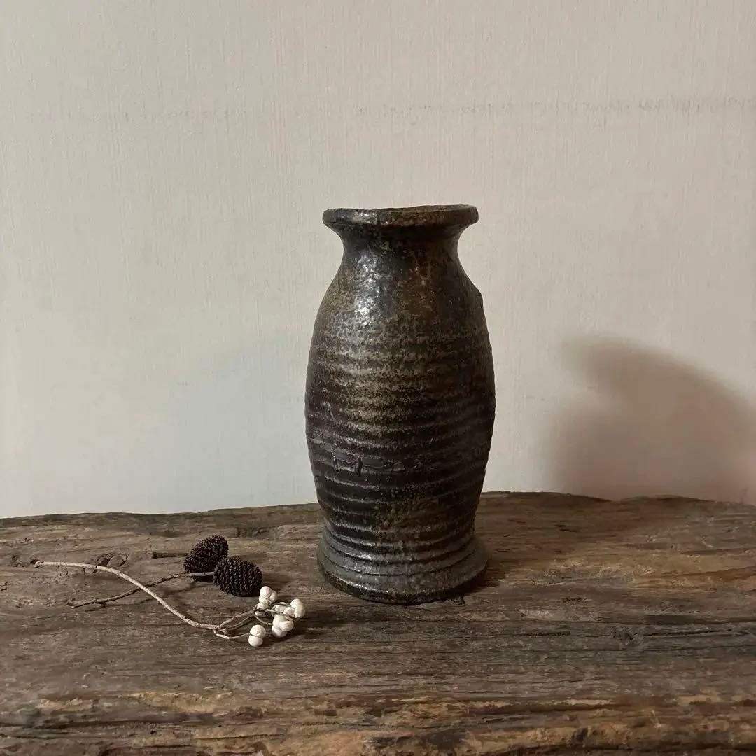 古備前花入　江戸〜明治　古丹波　花器　茶道具　アンティーク　骨董検:秦秀雄　李朝