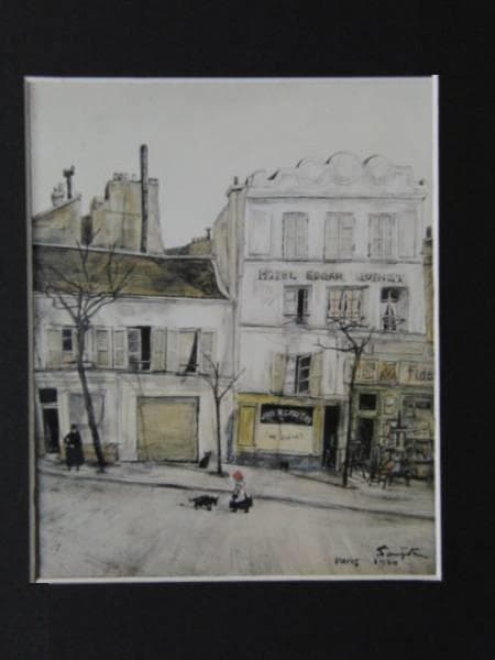 藤田嗣治、【Hotel Edgar Quinet】、希少な額装用画集より、厳選