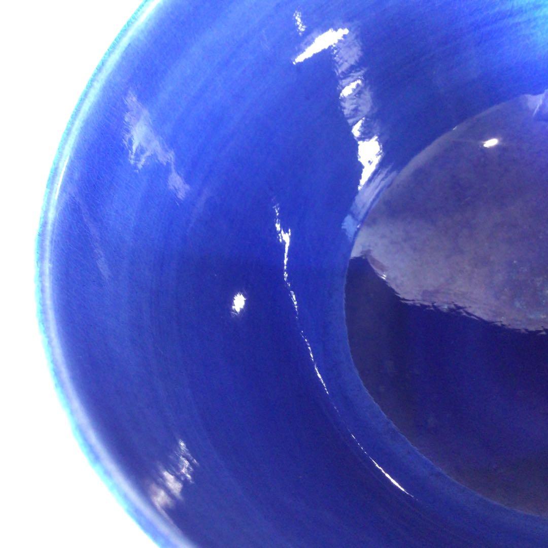 Ｓ８８　茶碗　『谷口翠雲造』『紺青交趾』『草花文』　抹茶碗　共箱　茶道具