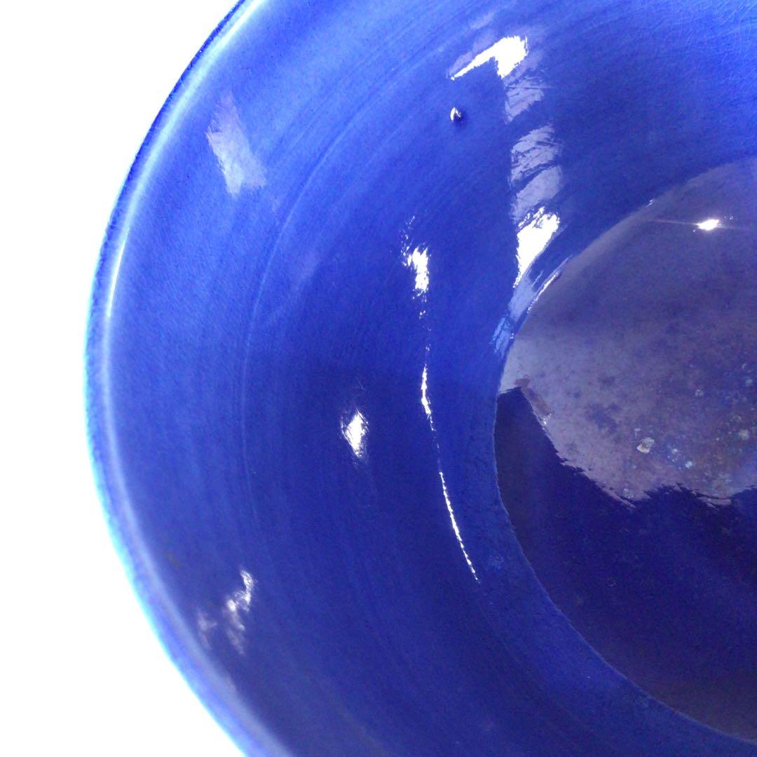 Ｓ８８　茶碗　『谷口翠雲造』『紺青交趾』『草花文』　抹茶碗　共箱　茶道具