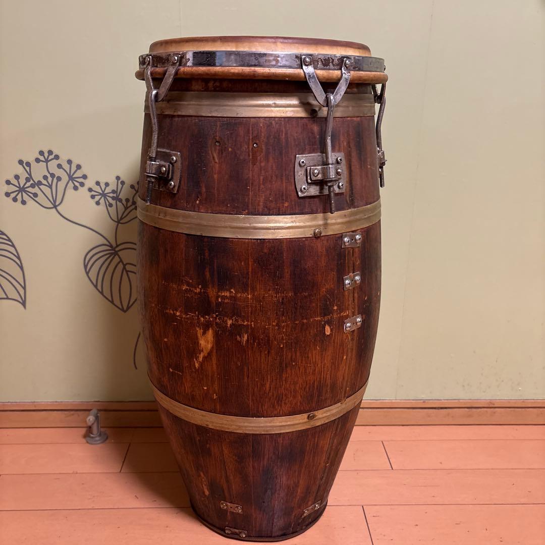 木製大型コンガ 動物皮ヘッド