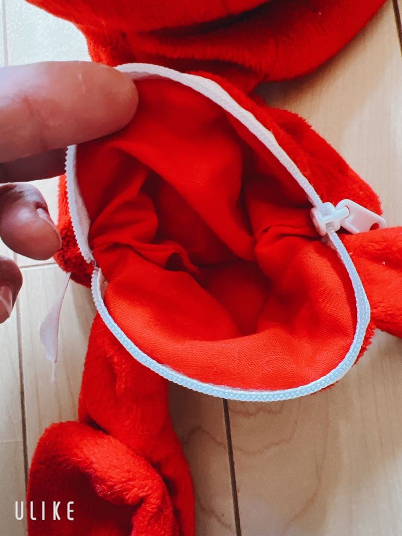 赤いグルーミーキャラクターぬいぐるみポーチ