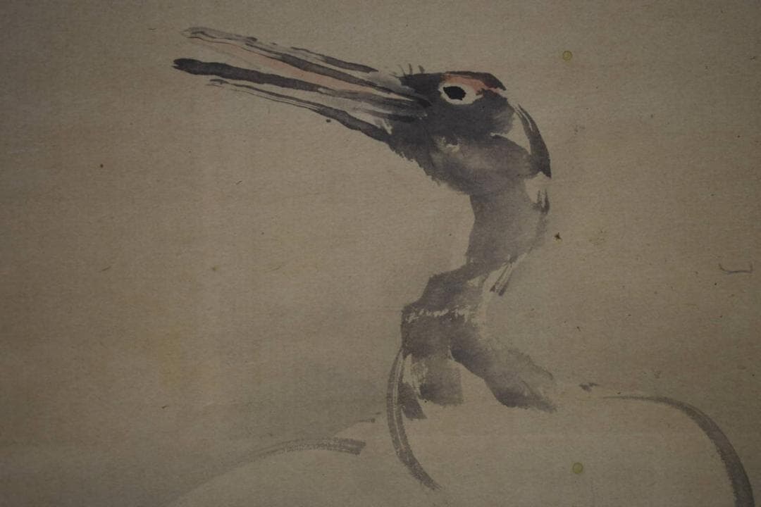 模写/佐伯岸駒/鶴図/双幅/布袋屋掛軸HG-236