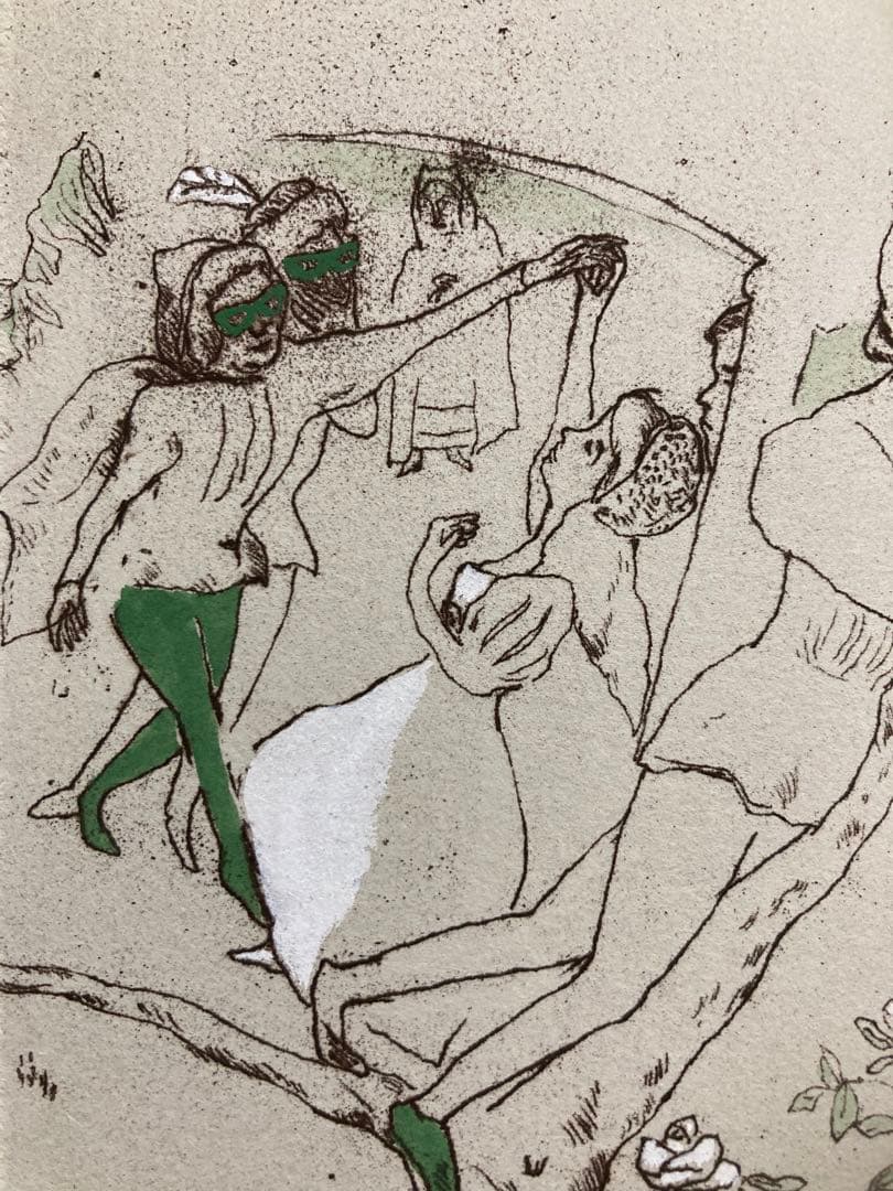 【真作】山本容子「ロミオとジュリエット」手彩色エッチング 直筆サイン 銅版画