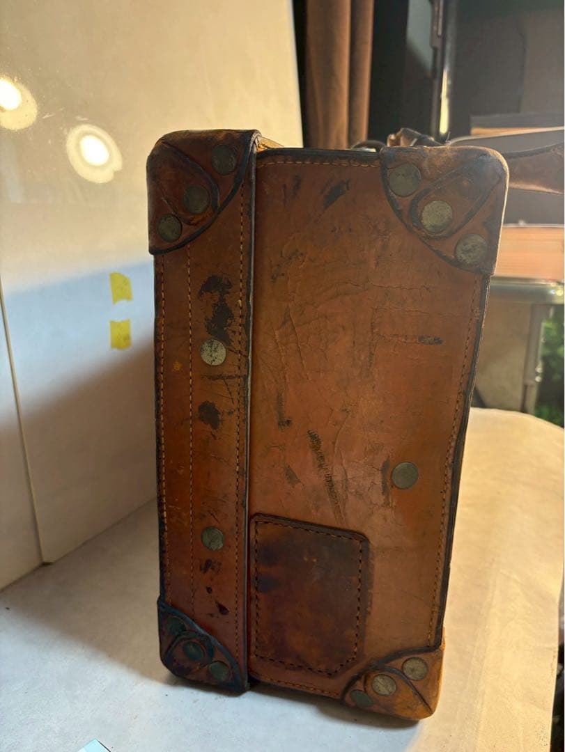 京都ホテル ラゲッジラベル付 1930年代 本革ヴィンテージトランク 昭和レトロ