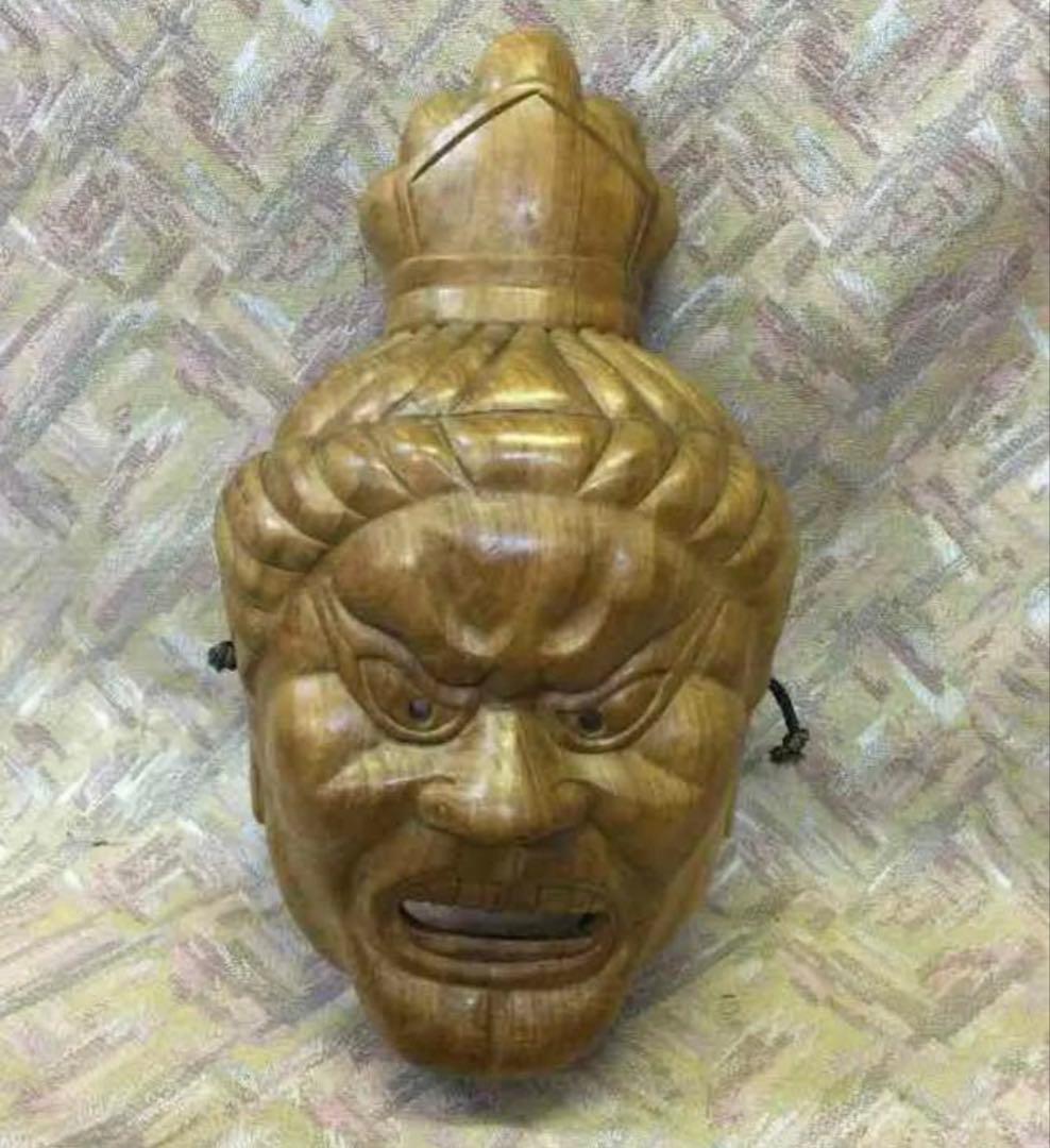 木製 能面風 彫刻 (東谷作)