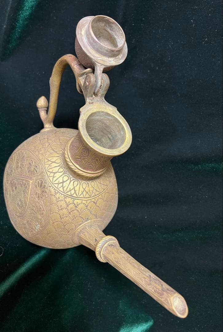 希少外国製古代19世紀ブロンズティーポット骨董現状品のみ25cmx26x11cm