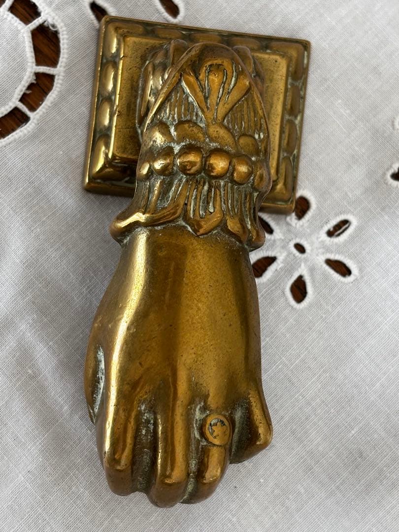 フランス　蚤の市　真鍮製　手形　ドアノッカー　ブロカント