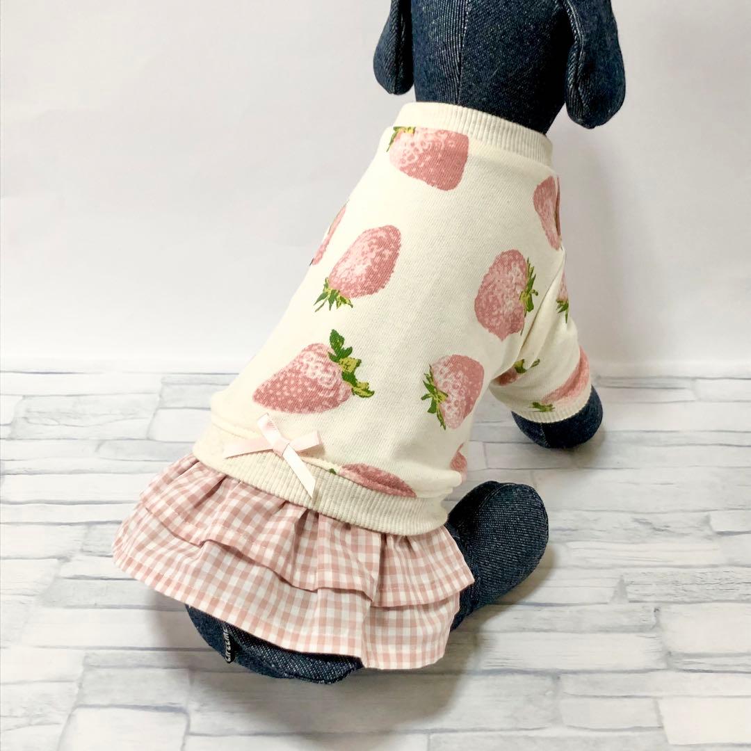 恋いちごワンピースのセットイントレーナー犬服  （胴回り33〜49センチ）