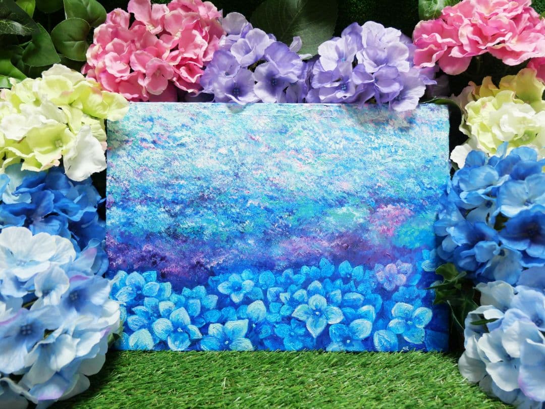 油絵 絵画 【紫陽花畑】