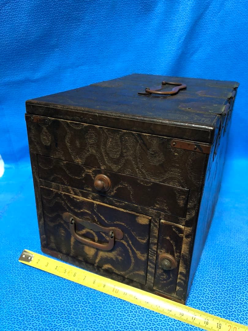 掛け硯箱　古道具　骨董　アンティーク　江戸明治大正時代　硯そろばんなど小物付