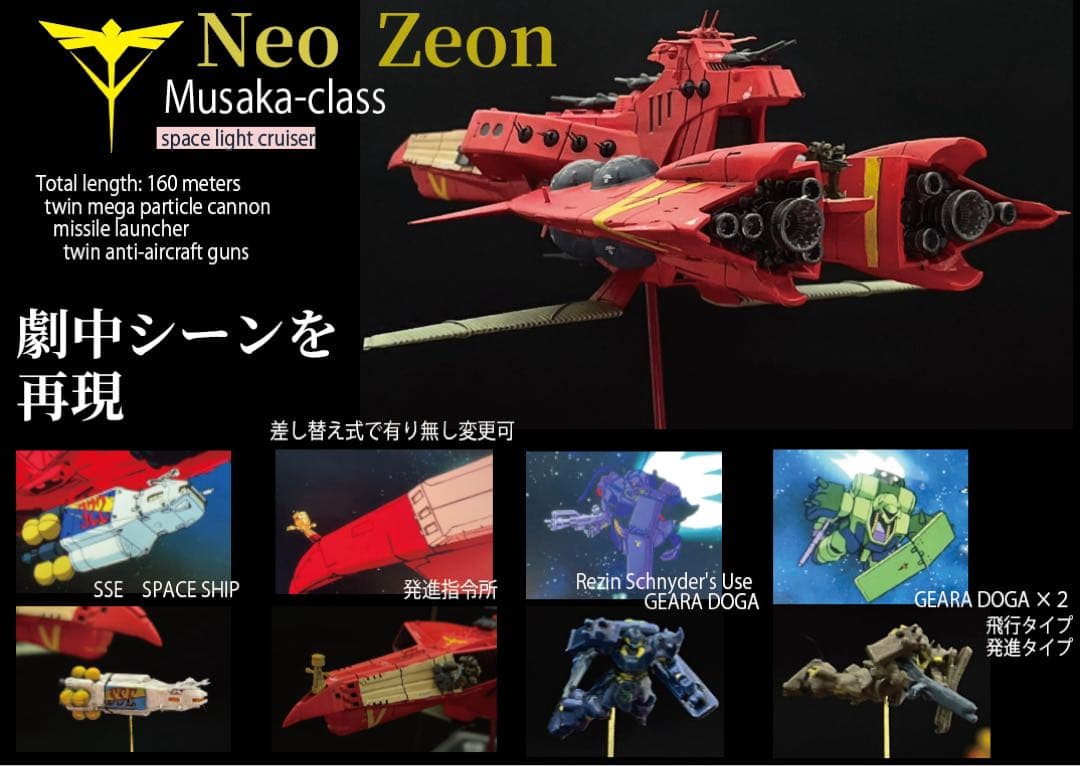 機動戦士ガンダム逆襲のシャア　ネオジオン　ムサカ5番艦　完成品 1/1700