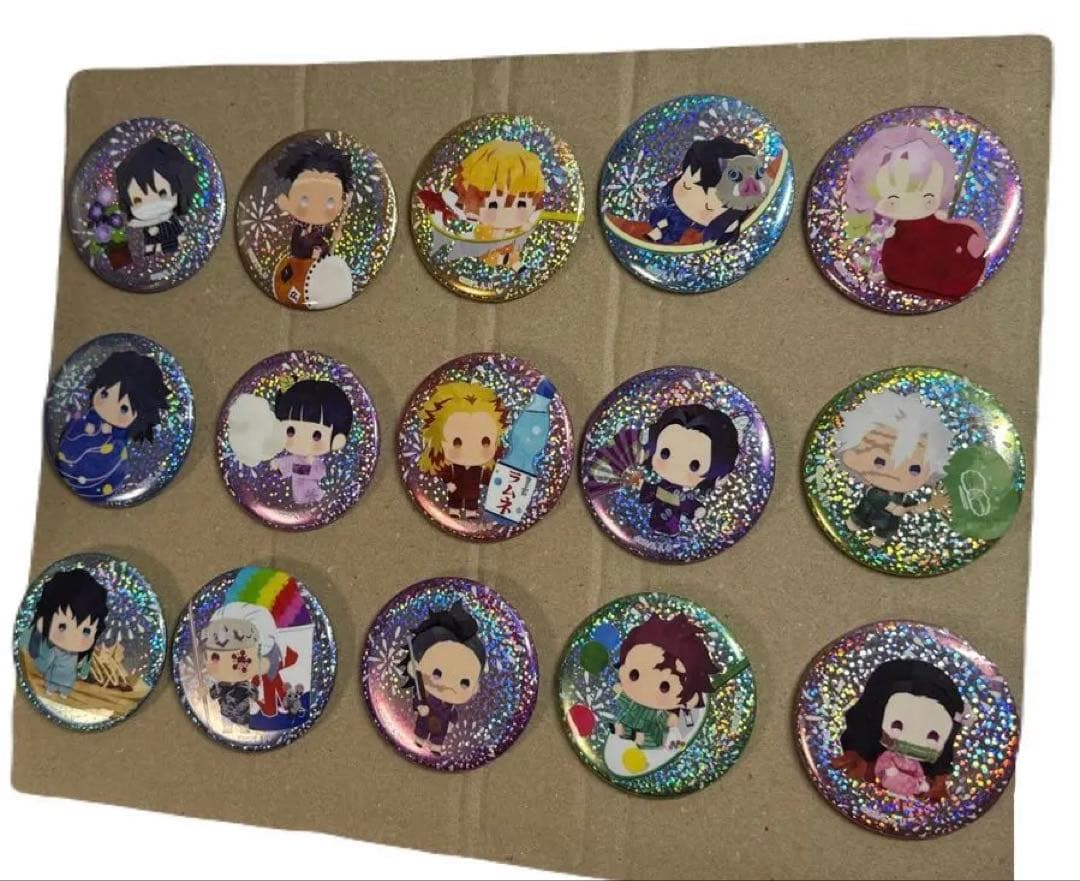 鬼滅の刃ゆらふわシリーズ　ランダムホログラム缶バッジ全15種　コンプリート