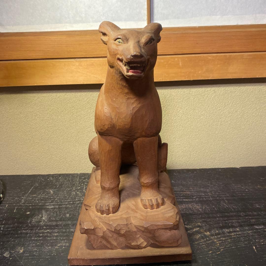 仏師　立川金禄作　木彫狛犬一対セット