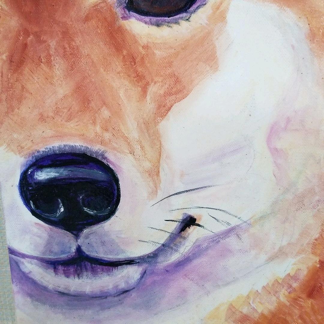 油絵　専用　穏やかなお利口さんの柴犬　見本