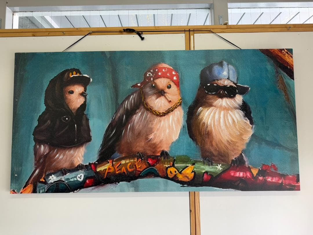 アートパネル　キャンバスアート　小鳥　ラッパー　幅120　壁掛け　絵　アート