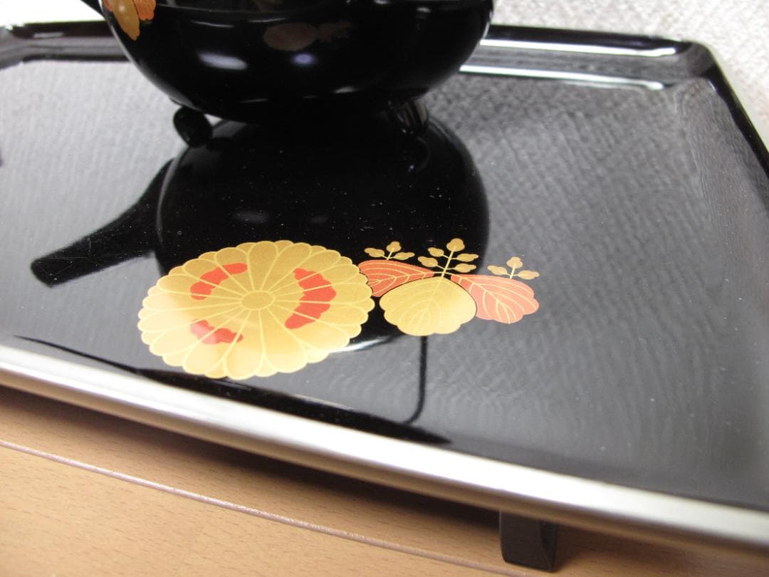 屠蘇器揃 光斎作 黒塗銀縁 古美術品 共箱