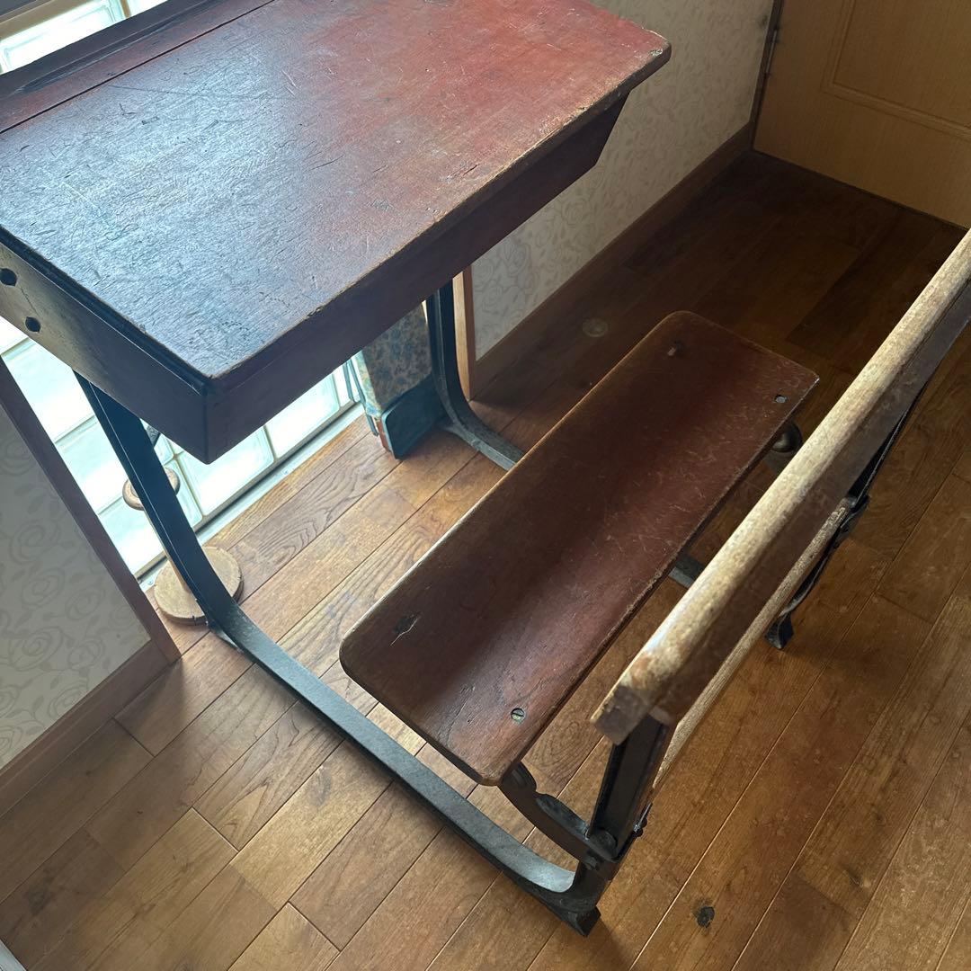 イギリス？　アンティーク　ビンテージ　スクールデスク ベンチ