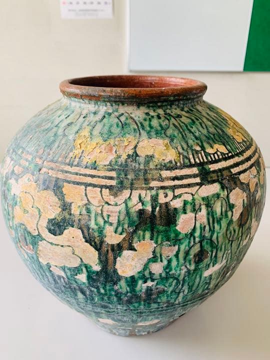 中国遼時代緑釉大缶