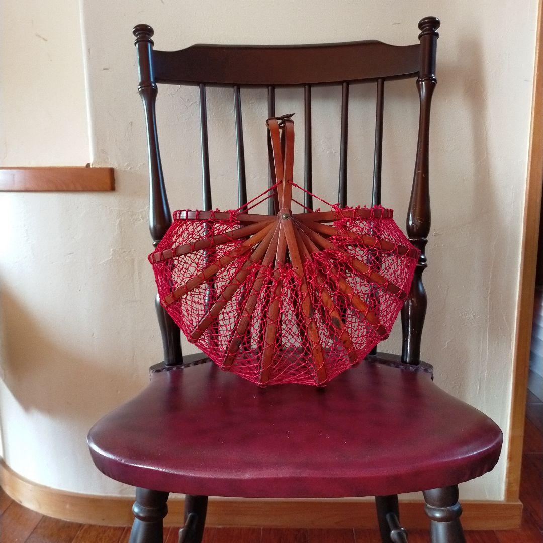 古い籠 かご バッグ 竹製 折りたたみ式