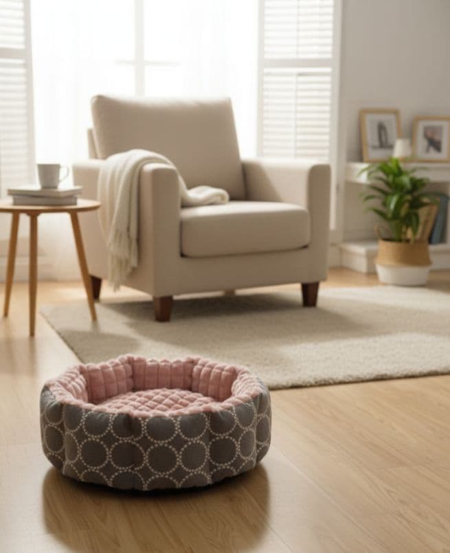 ❤Ｍサイズ❤dop タンバリン⚮̈ ペットベッド ■グレー✕ピンク■