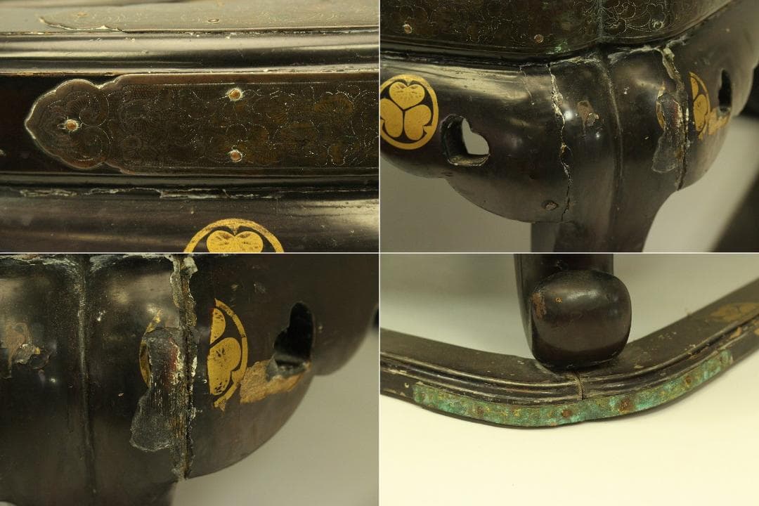 古美術 徳川 三つ葉葵紋 瓶掛 火鉢 大名火鉢(ZE479)