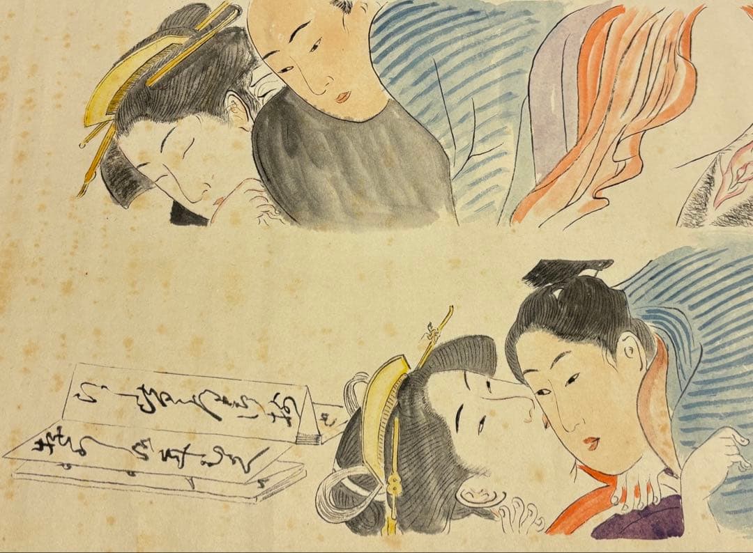 「春画絵巻物」彩色 手書き 1巻|艶本 浮世絵 和本 わじるし