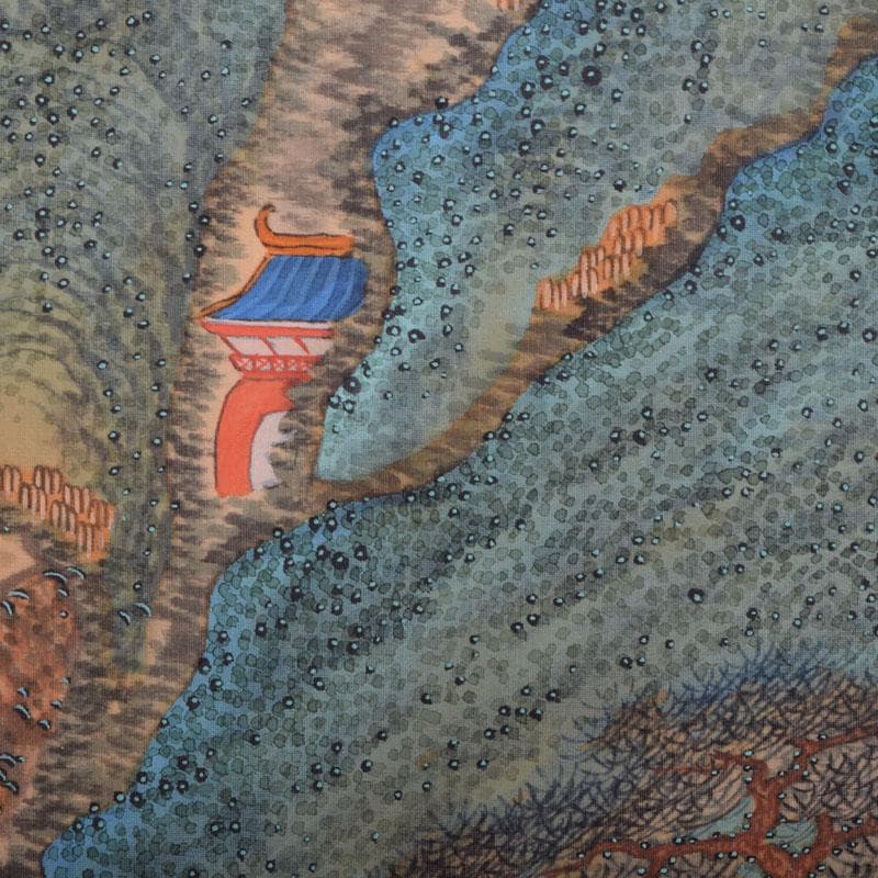 掛軸　田能村正東山人画賛　山水人物漢詩図　共箱　C　8679A