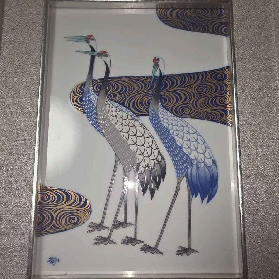 【香蘭社】陶額・光琳鶴・群鶴図