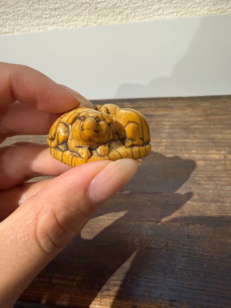 根付　犬　江戸　象　牙　かわいい