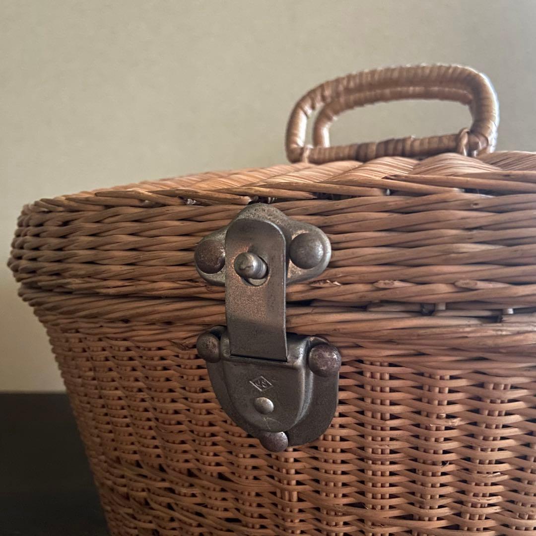 アンティーク　シルクハット　バスケット付き　イギリス製　レトロ