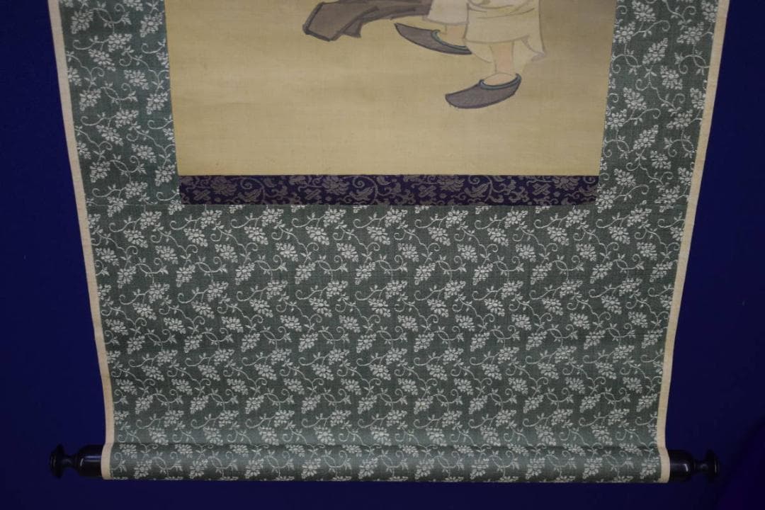 真作/旭山/陳人/美人画/金泥/布袋屋掛軸HH-893