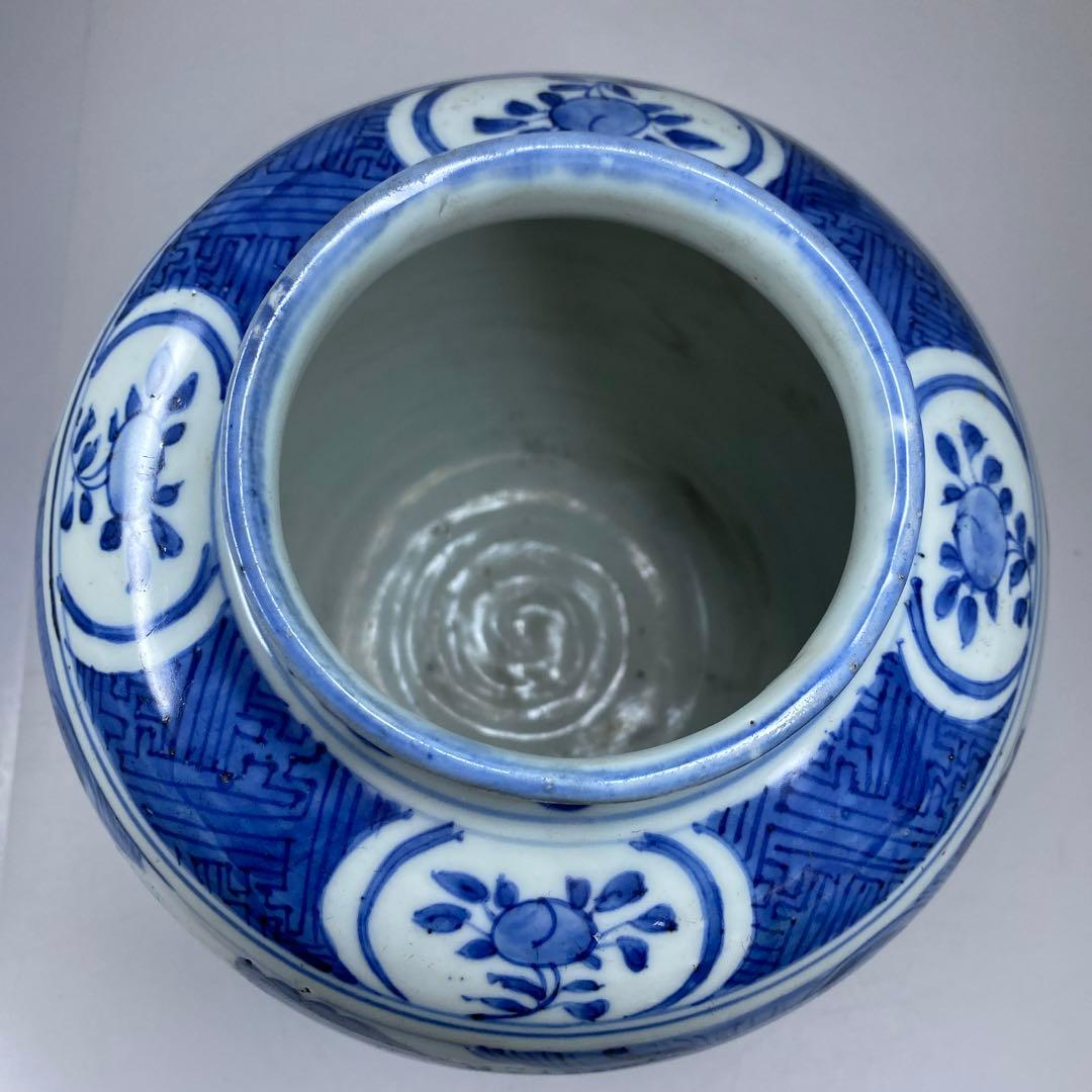 中国明時代　古染付　芙蓉手　壷　高さ18㎝　トヒウ　東な7-0302☆2F