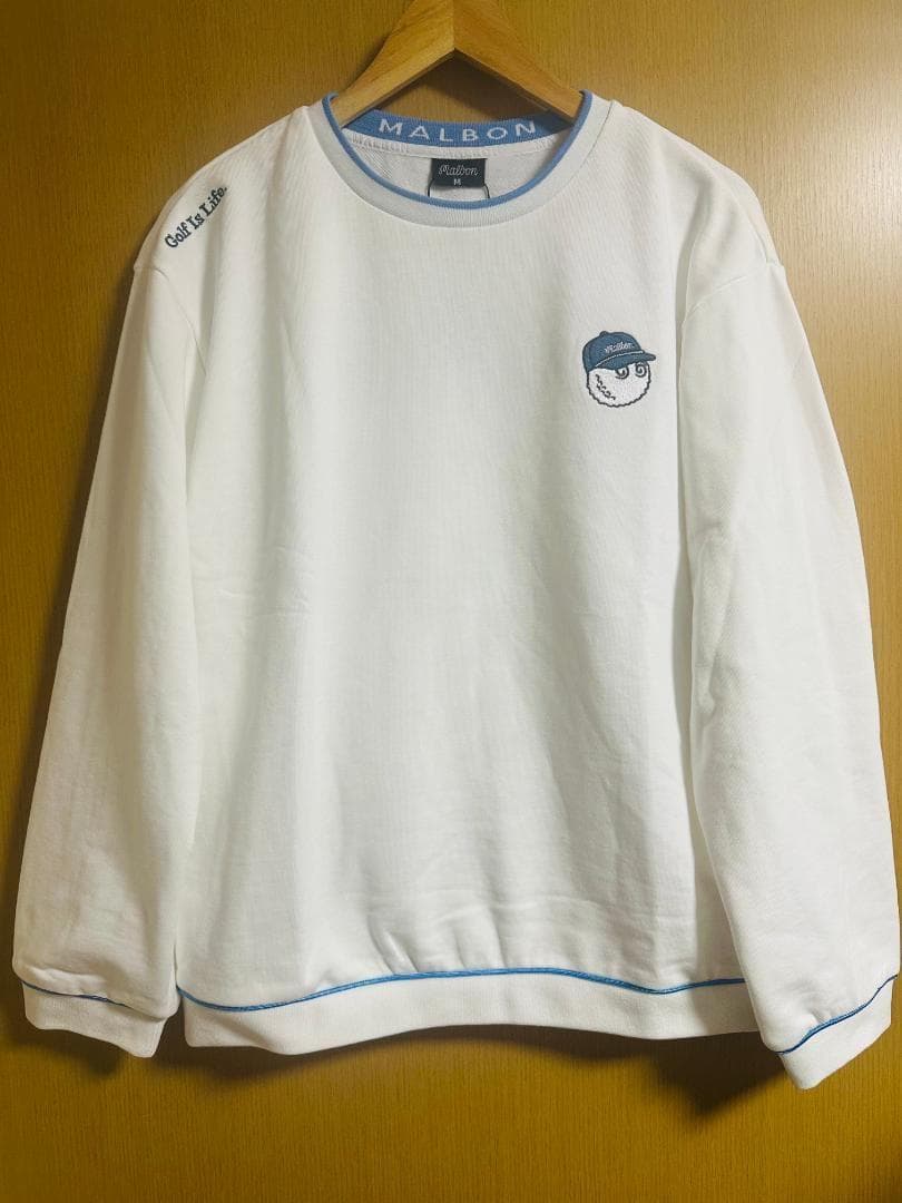 【新品白M】マルボン ゴルフ トレーナー スウェット トップス 長袖 メンズ
