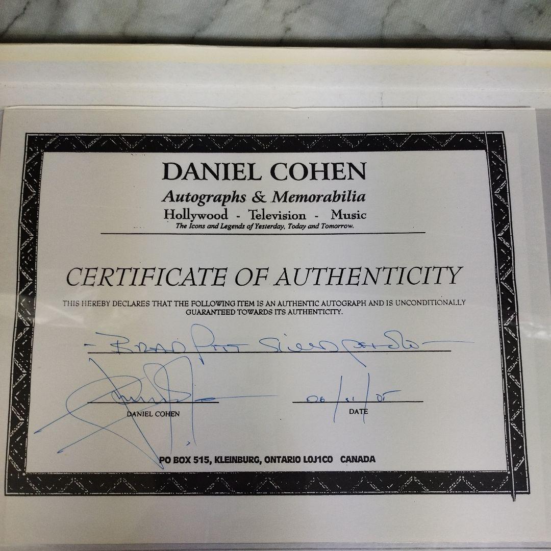 ハリウッド　ブラッド・ピット　直筆サイン入り8Ｘ10フォト 証明書付き