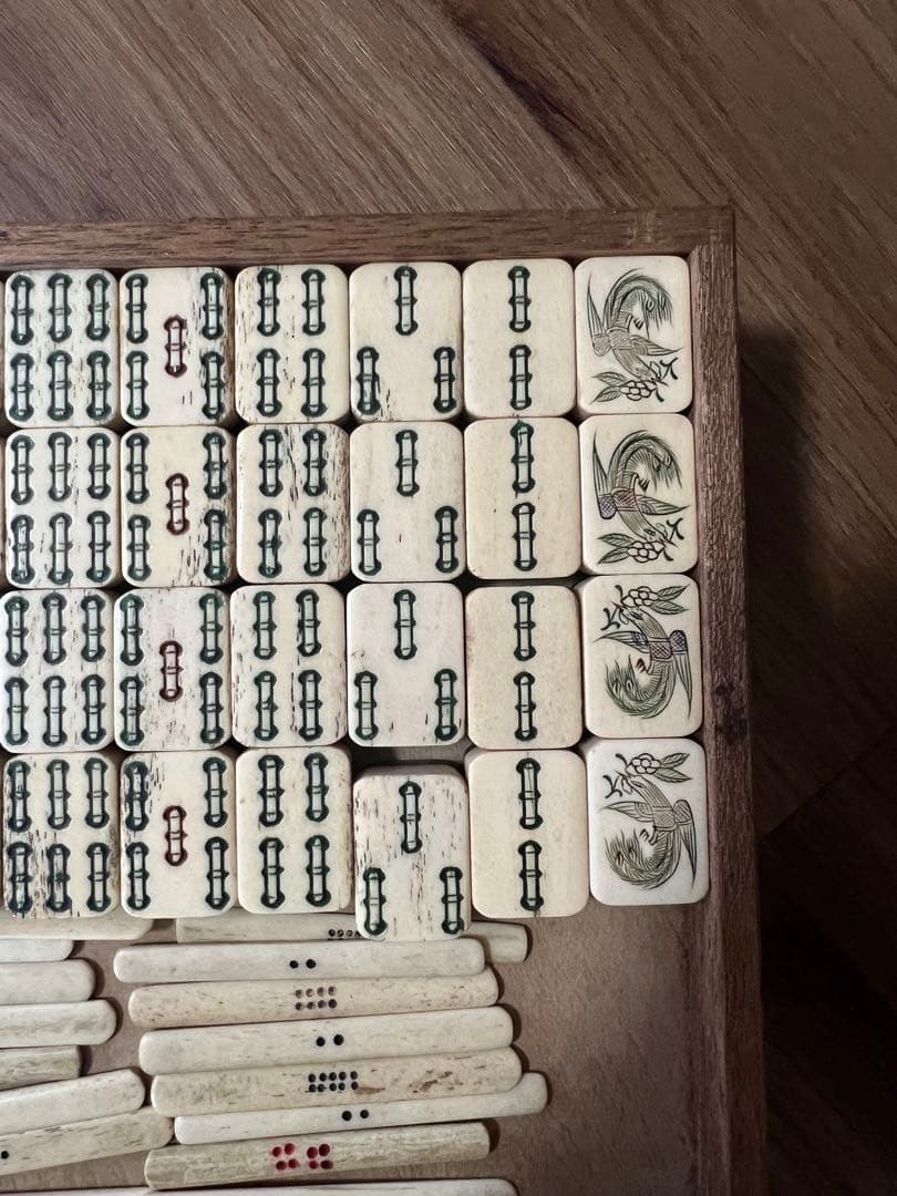 麻雀　麻雀パイ 竹背 骨牌 アンティーク 骨董マージャン　麻雀牌（骨牌）