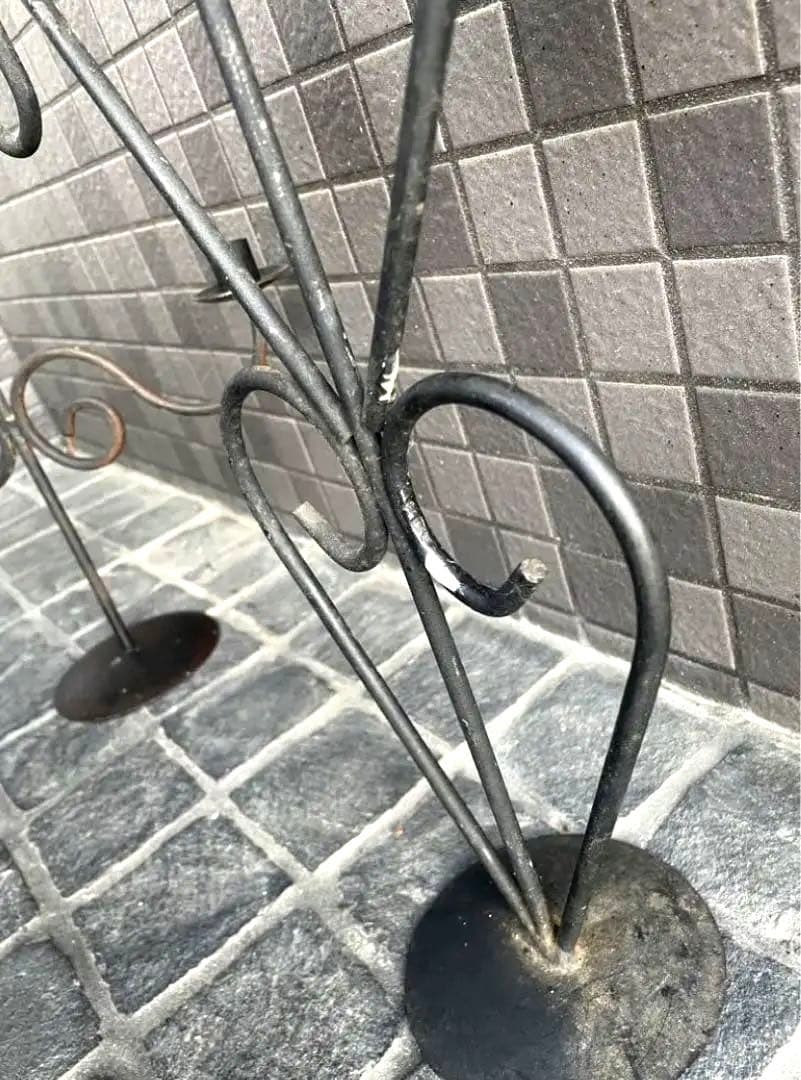 希少　35年ヴィンテージ 鉄製　キャンドルスタンド　黒　ディスプレイスタンド