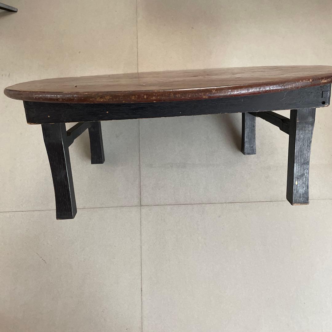 ちゃぶ台　 木製円形座卓 ダークブラウン 4本脚