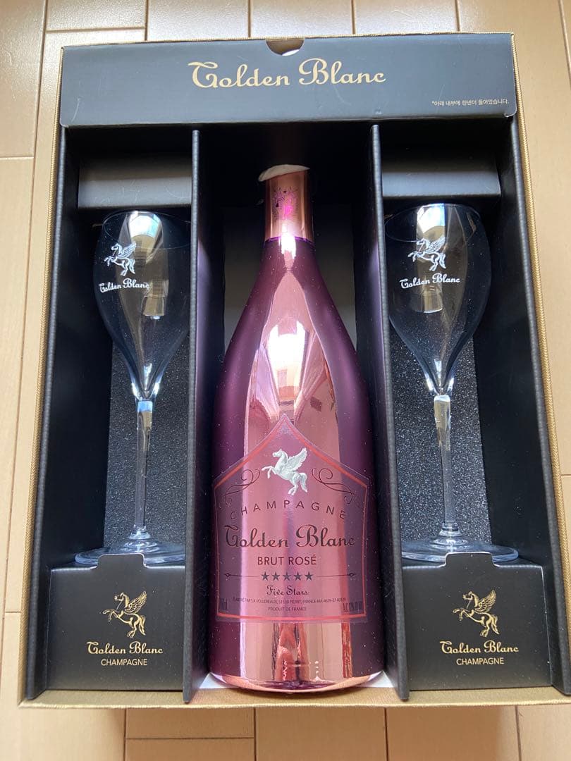 正規品　韓国　シャンパン ゴールデンブラン ブリュット ロゼ　箱付き　グラス付き