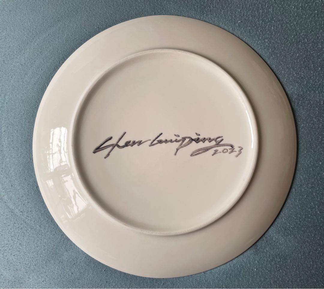 レア　美人画の俊才　陳貴平Chen Guipingが描く油彩画飾皿　本物保証