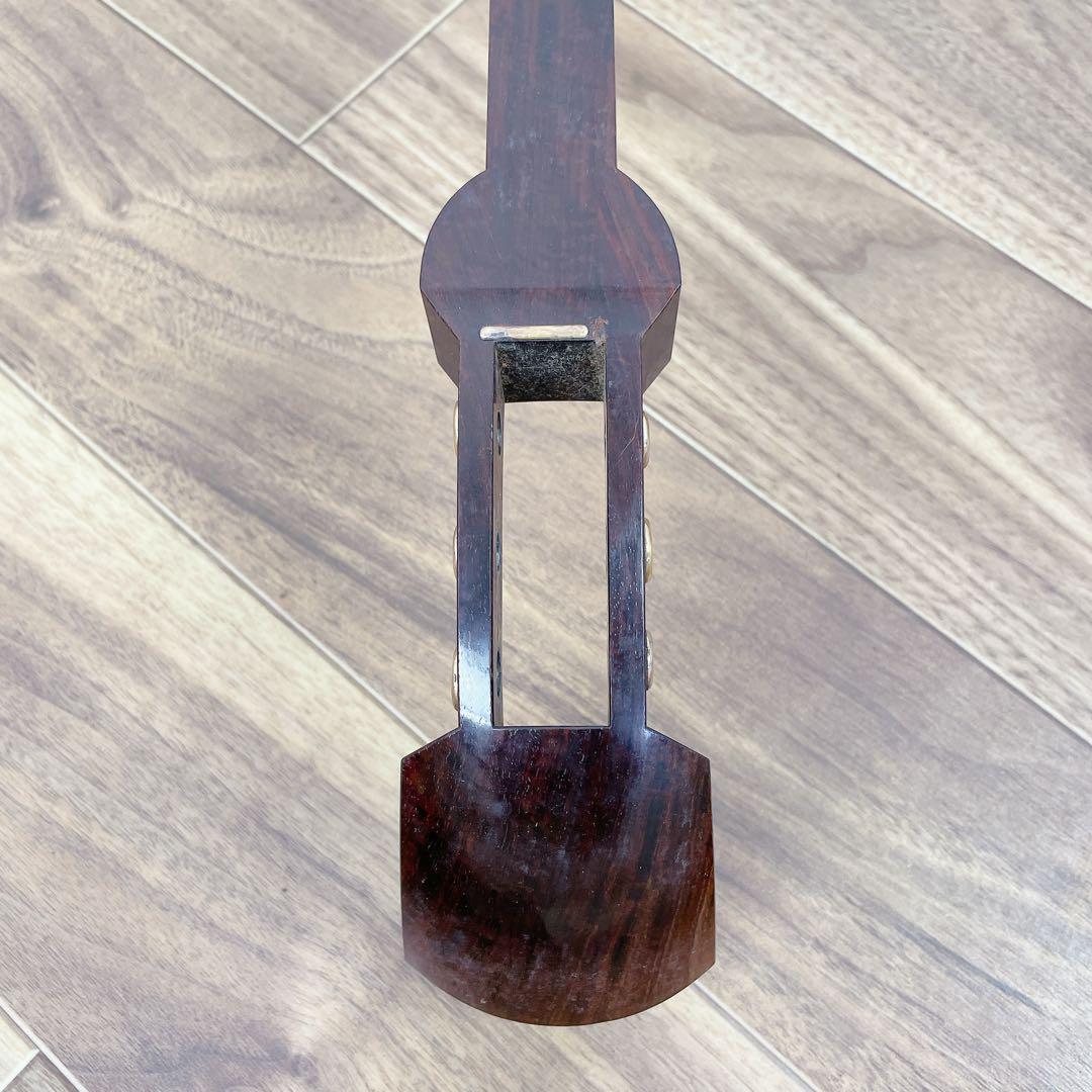 三味線 紫檀 トチ入り 細棹 金細 子持綾杉胴 和楽器