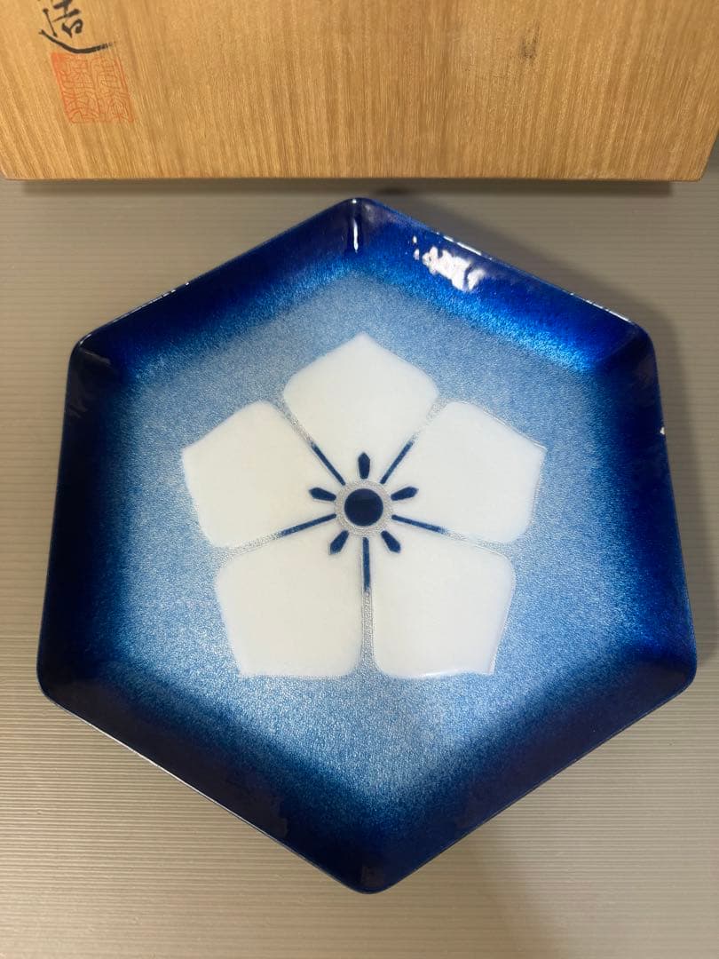 2310 七宝焼　桔梗文　皿　未使用