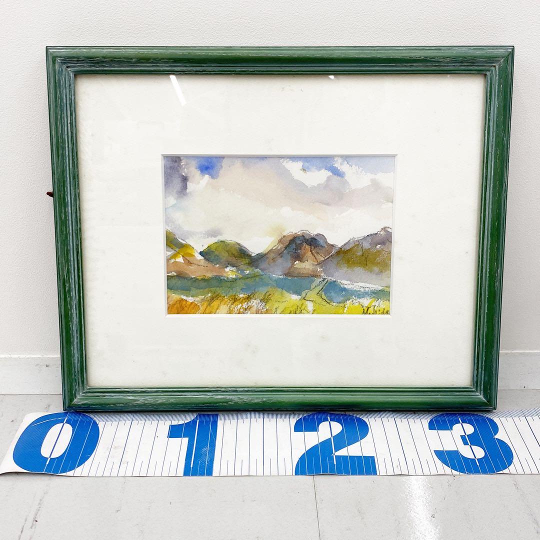 【真作】額装 水彩画 風景画 虹光 町田京子 万座高原 2003年作 絵画
