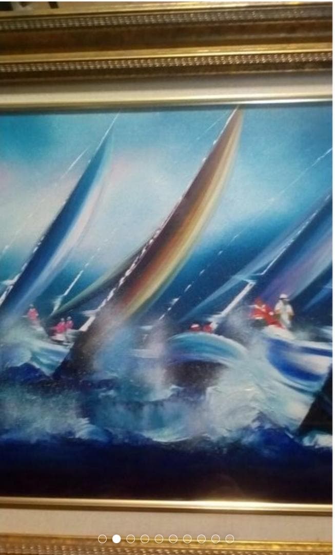 ビクトールスパン　真作ヨットレース油彩変形40号