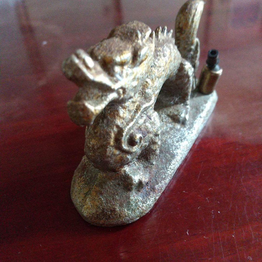 昭和レトロビンテージブロンズ色の金属製ドラゴン彫刻 装飾文鎮(コレクション)