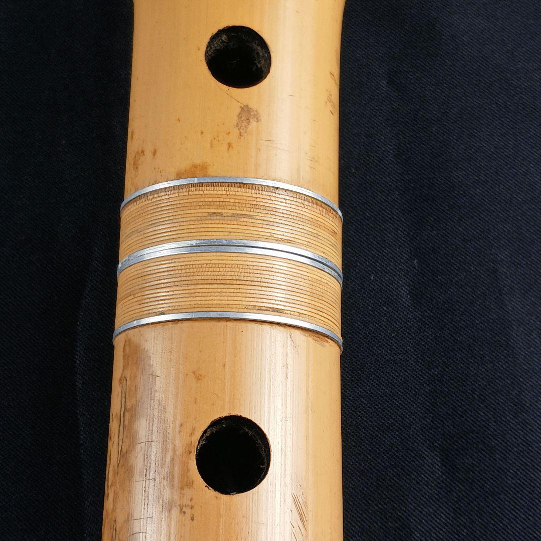Y3110-1 琴古流 尺八 月童 銀三線 全長67㎝ 竹製