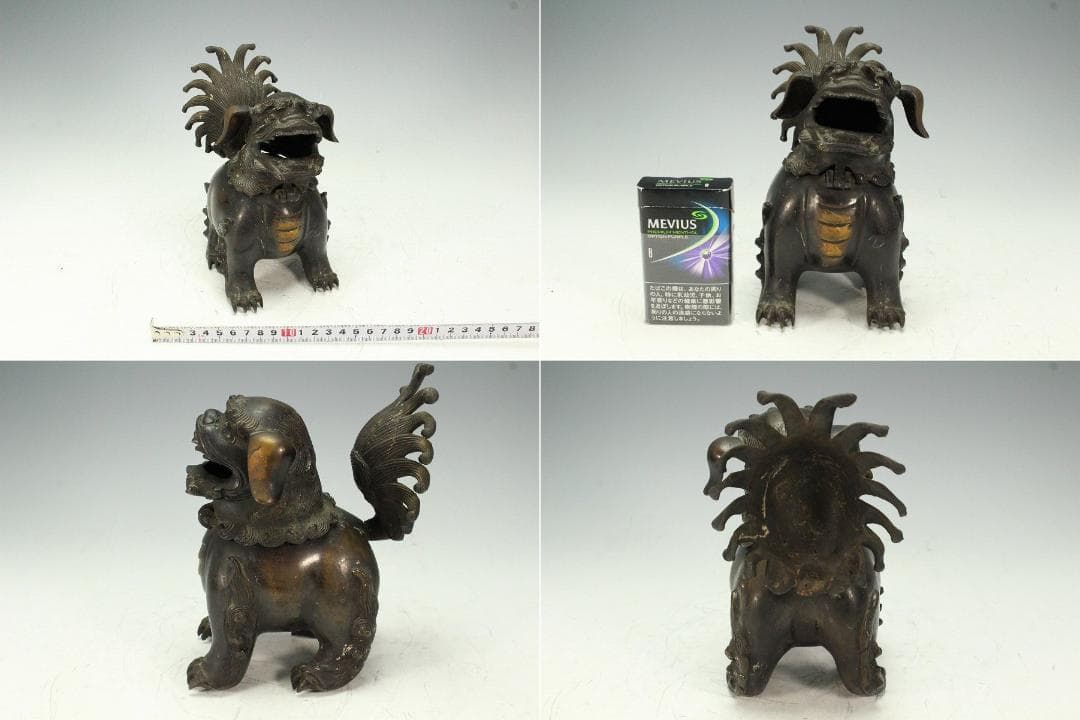 古銅 獅子 香炉 時代物(K-LC872)