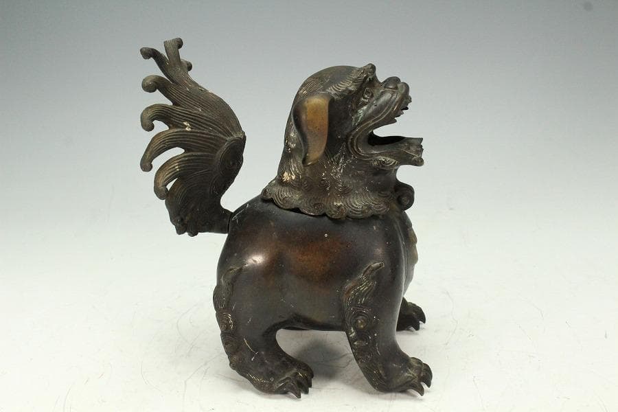 古銅 獅子 香炉 時代物(K-LC872)